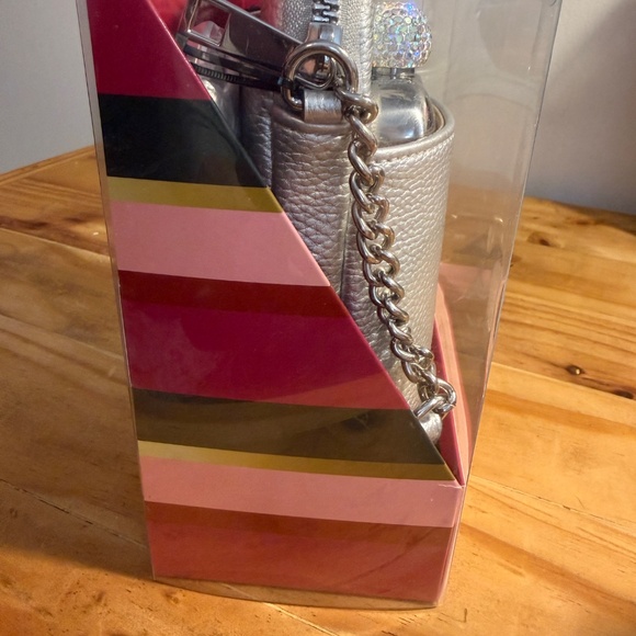 NANETTE LEPORE HOLIDAY PARTY RHINESTONE FLASK & SPARKLE Bag Purse SILVER NIB - Picture 7 of 8